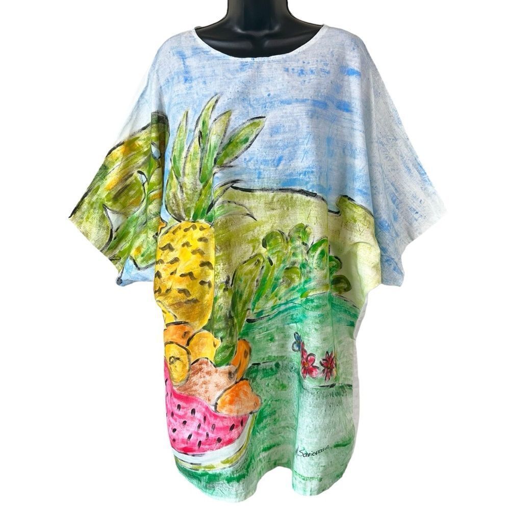 Hand painted tropical top by M. Savignano